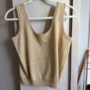 St. John Metallic Gold Knit Tank